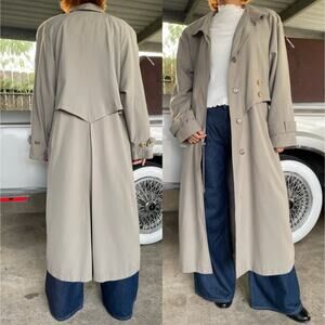 🔥Vintage Fleet Street Beige Classic Minimalist Long Trench Coat Cinch Waist 6P